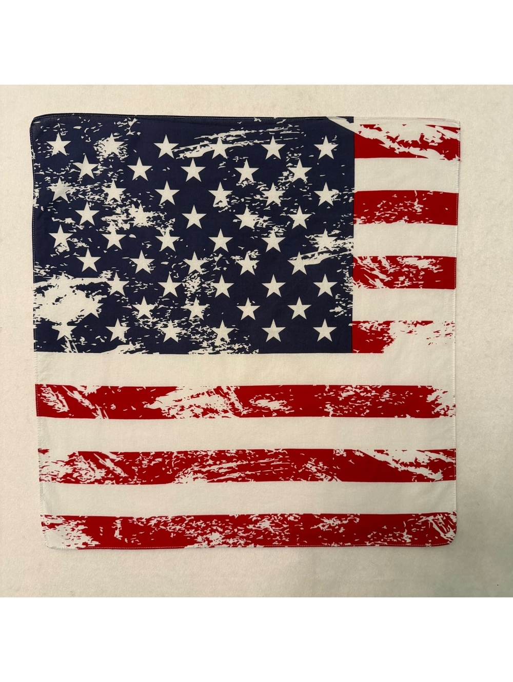 Vintage Bandana Distressed American Flag Handkerchief 20.25x20.5"